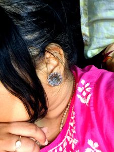 Silver Flower Stud oxidised Earrings