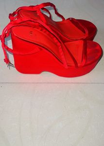 Zara Red Strappy Heels - Size 36