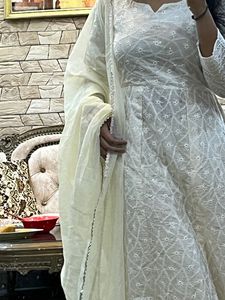 Chicken Kari Anarkali Dress With Duppatta