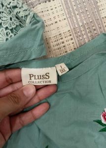 Embroidered Green Tunic Top