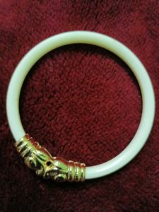 White And Acrylic Gold Bangle