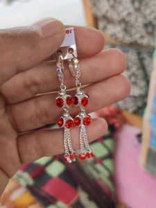 Kashmiri Style Jumka Cristal Red Colour