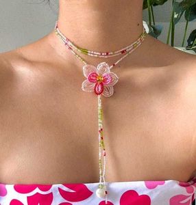 Floral orchid Beaded Necklace