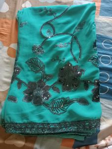 Green Geogette Saree