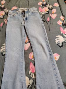 Light Blue Washed Mid Waist Jeans