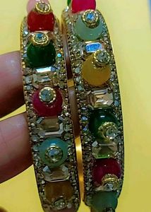 Colorful Crystal Bead Bangles (Set of 2)