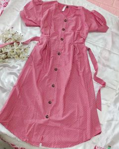 Korean influenced Pink polka dot dress