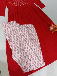 Red Kurti &amp; Pant Set
