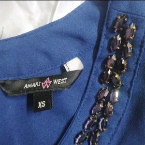 Blue Sleeveless Top With Stone work