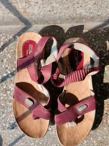 Maroon Sandals with Rhinestones