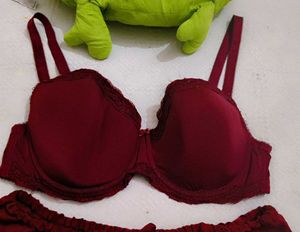 Burgundy Bra With Beautiful Shorts