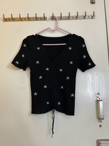 Black Top With Flower Design