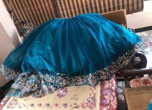 Elegant Teal Embroidered Gown Shirt with