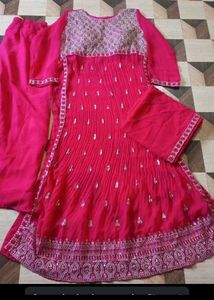 Elegant Pink Embroidered Anarkali Suit