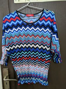 Multi Colour Top With Smocked Sleeves And Waist