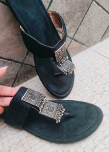 Black Flats with Silver Detail