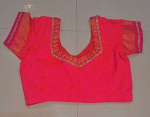 Green &amp; Pink Saree with Blouse