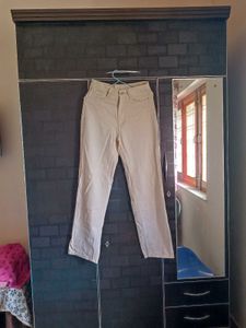 Beige Straight Leg Jeans