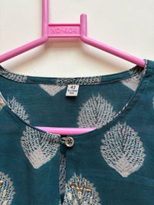 Emerald Green Leaf Print Kurti