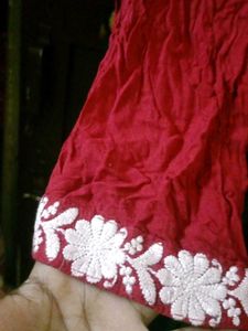 Maroon Embroidered Kurta