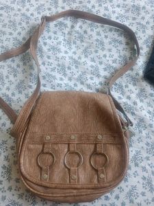 Brown Crossbody Bag with Rings