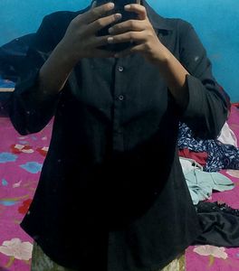Black Button-Up Top