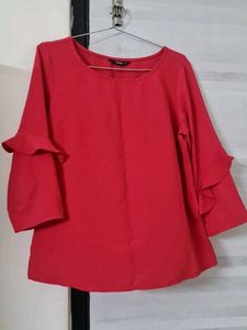 Red Ruffle Sleeve Top