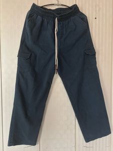 Blue Cargo Pants with Drawstring