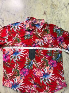 MASCLN SASSAFRAS Red Floral Print Shirt