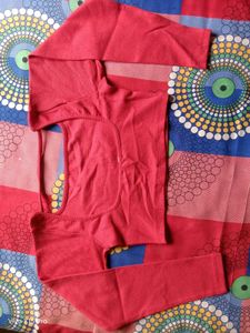 Red Long Sleeve Crop Top