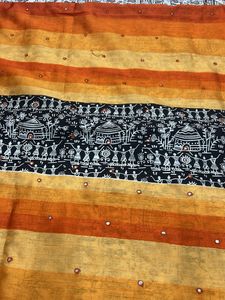 Orange Warli Print Saree