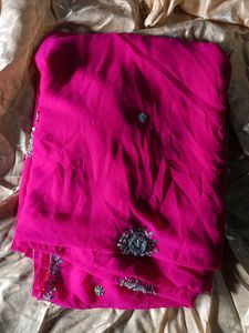 Elegant Pink Embellished Saree