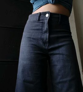 Wide Leg Black Denim Jeans