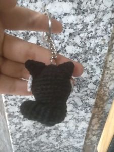 Crochet Cat With Headphone Keychain