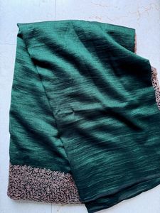 Bottle Green With Copper Boarder Saree