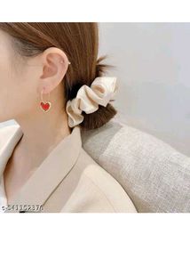 Korean Vintage Red Heart Earrings
