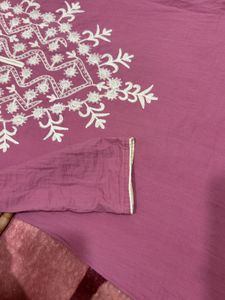 Pure Lakhnavi Embroidered A Line Kurti