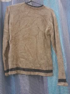 Round Neck Shimmery Sweater With Net Designing