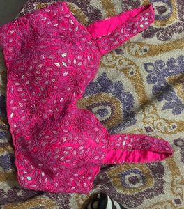 Ready to wear pink georgette saree with flare