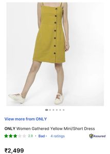 ONLY Yellow Button-Front Mini Dress