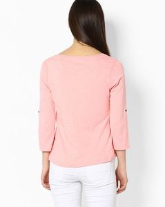 Pink T-shirt with Roll-Up Tabs