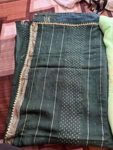 Dotted Green Saree With Sequence Work