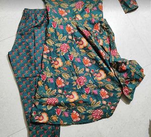 FABNEX Cotton Blend Women Kurta Set