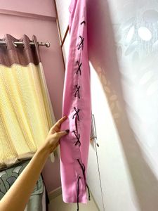 Pink Lace-Up Pants