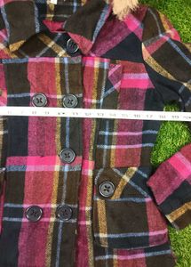 Plaid Fur Trim Coat