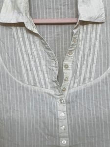 Classic Cream Striped Tunic Shirt