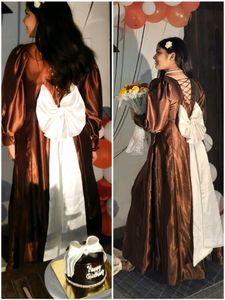 Birthday Slit Grand Gown - Personalized With Bow