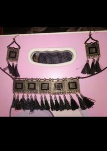 Fancy Alloy Black and Silver Jewellery