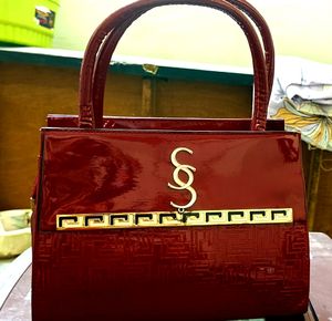 Red Patent Leather Top Handle Bag