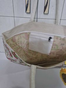 Handcrafted Tote Bag with sunflower hanging